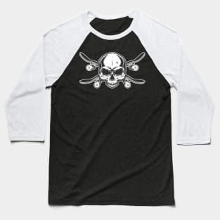 Skateboarder skull longboarder skater skulls Baseball T-Shirt
